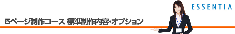 5ページ制作コース 標準制作内容・オプション